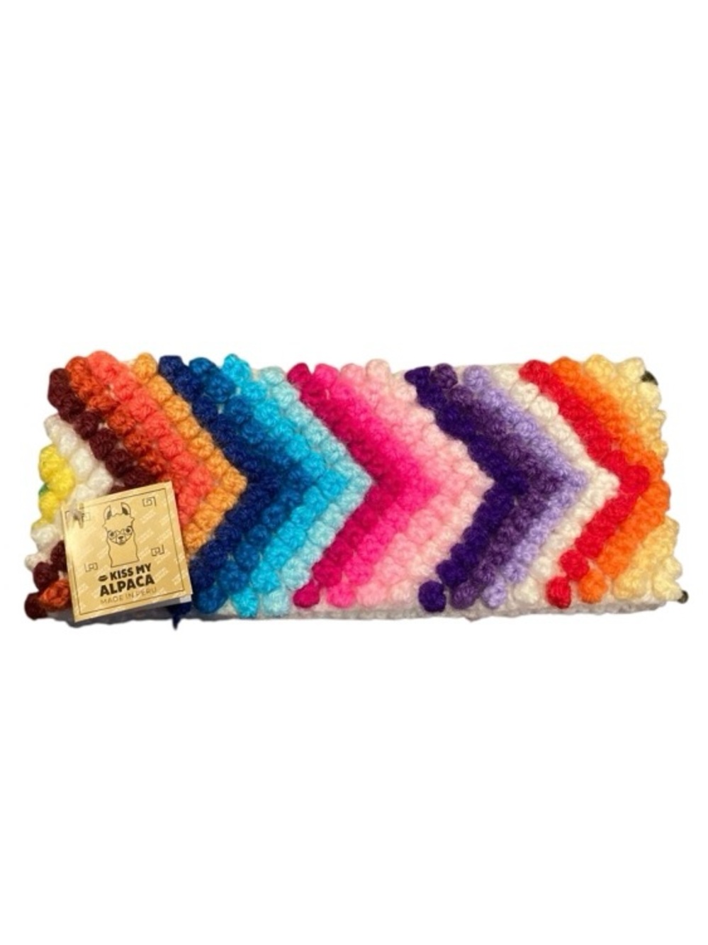 Kiss My Alpaca Knit Multicolor Rainbow Chevron Warm Headband